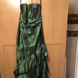 Green strapless full length evening gown - size 8.